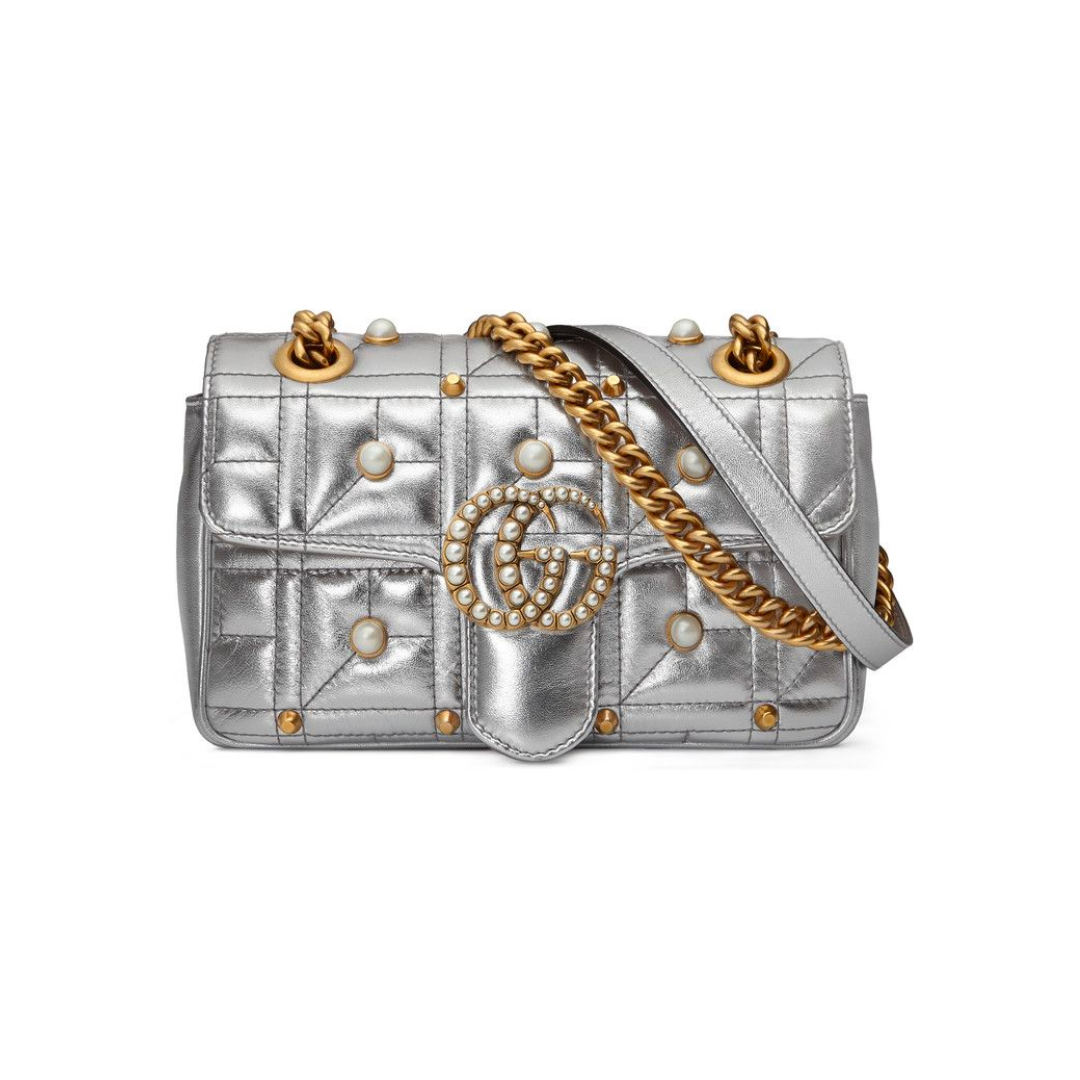 GUCCI GG SILVER PEARL SHOULDER BAG