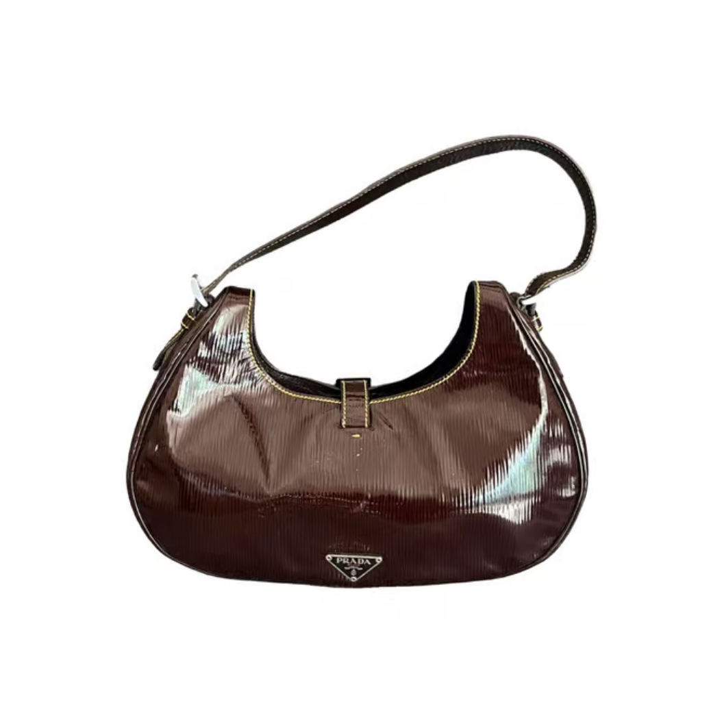 PRADA CLEO PATENT LEATHER HANDBAG