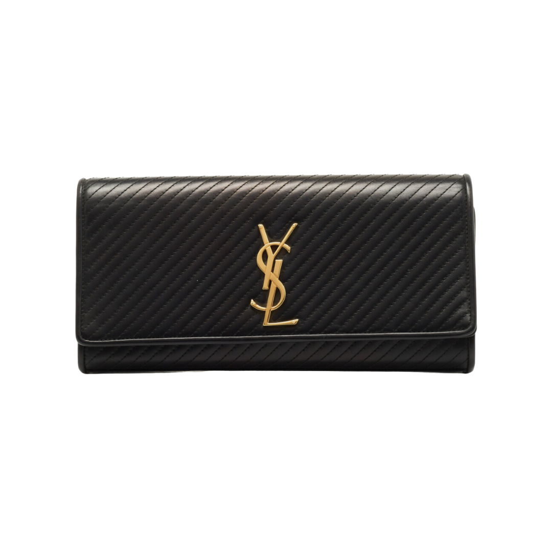 SAINT LAURENT QUILT LEATHER KATE CLUTCH