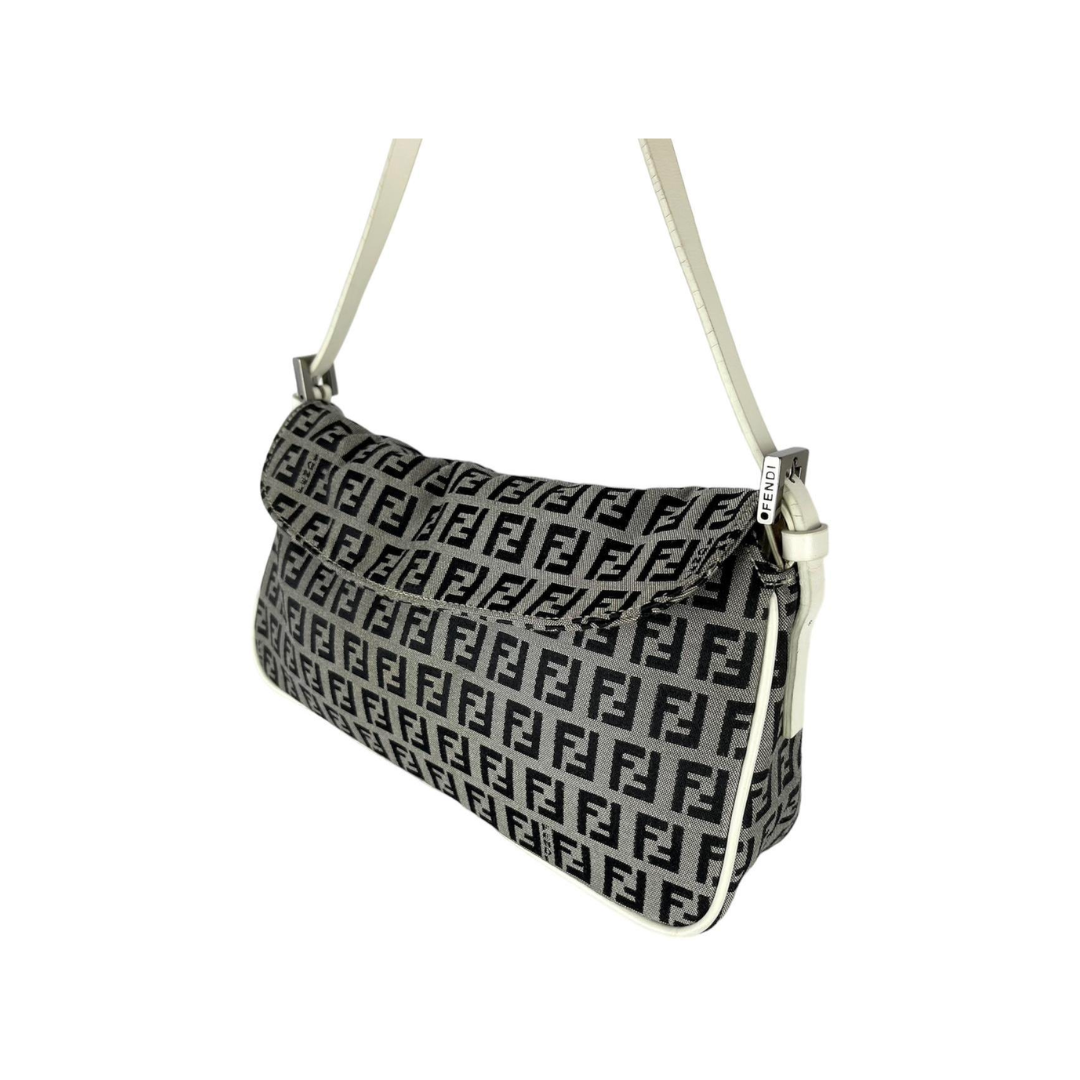 FENDI GREY MONOGRAM BAGUETTE BAG