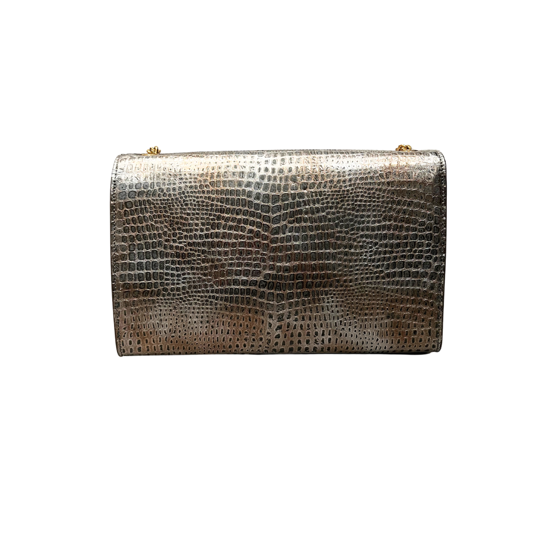 SAINT LAURENT CROCODILE-EMBOSSED KATE SHOULDER BAG