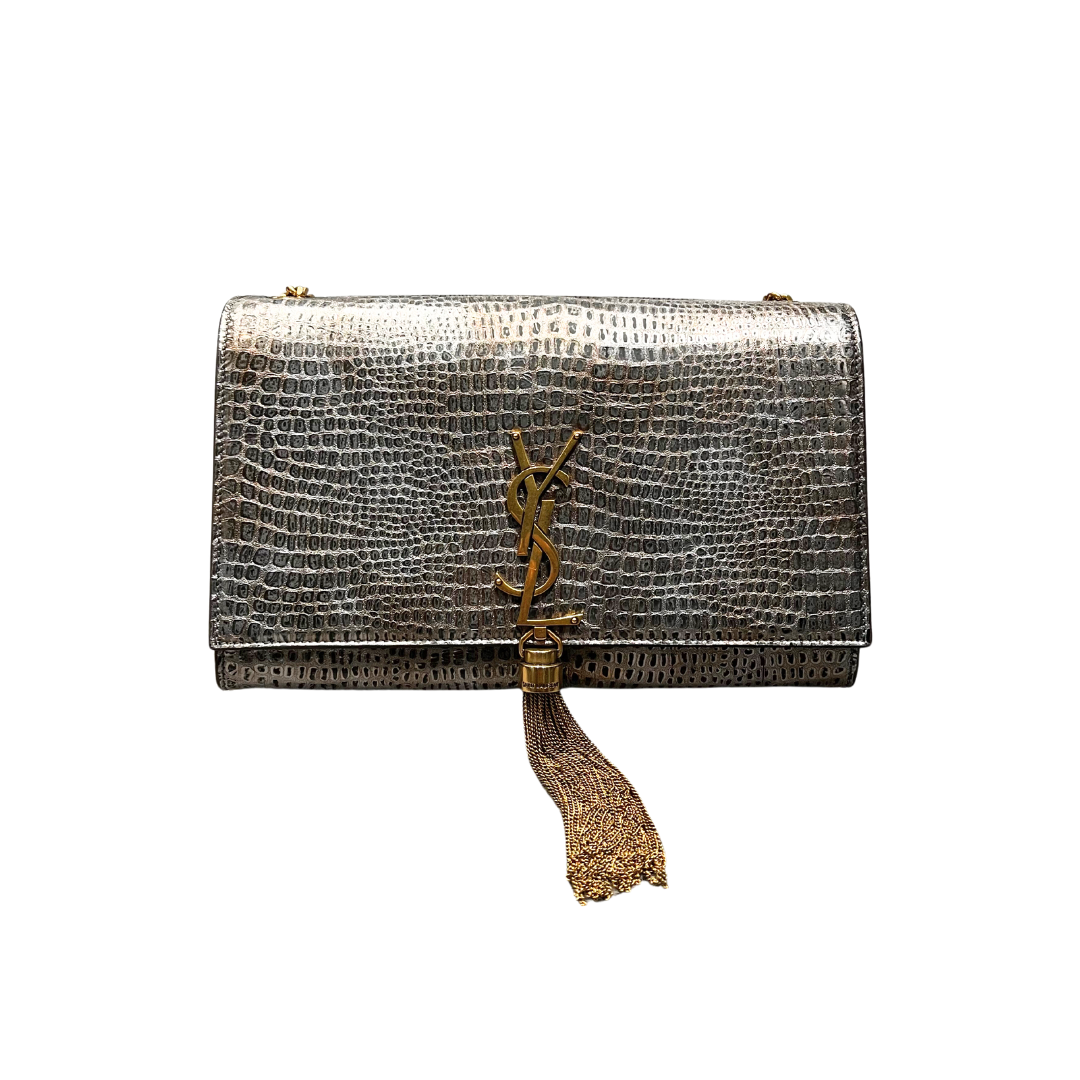 SAINT LAURENT CROCODILE-EMBOSSED KATE SHOULDER BAG