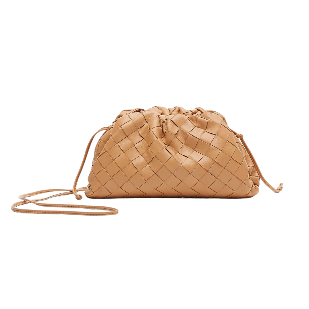 BOTTEGA VENETA MINI WOVEN CLUTCH (ALMOND)