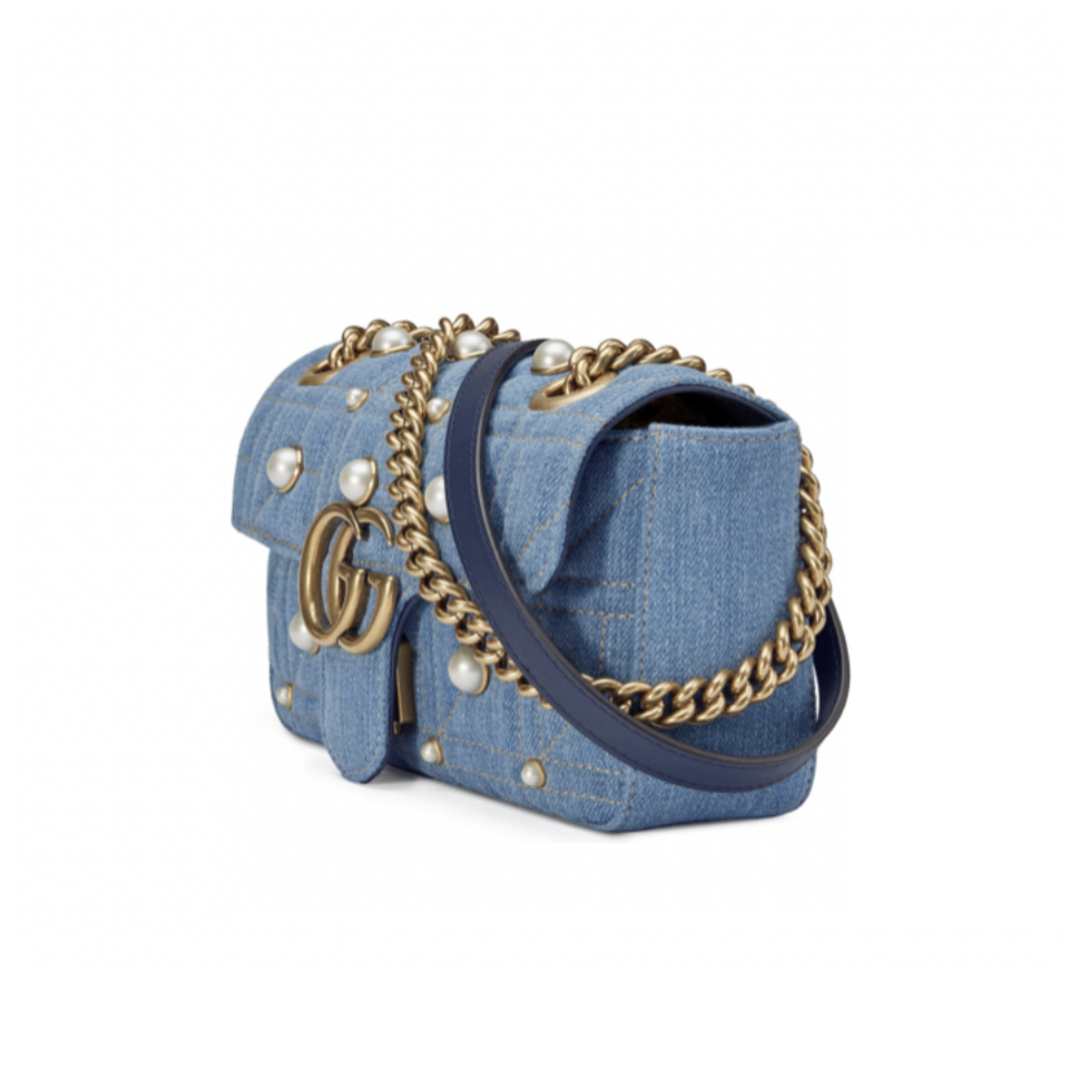 Gucci denim pearl bag best sale