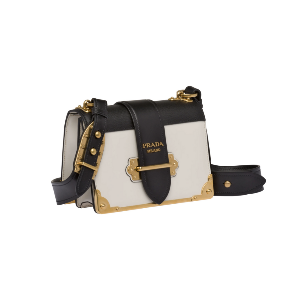 PRADA CAHIER LEATHER SHOULDER BAG