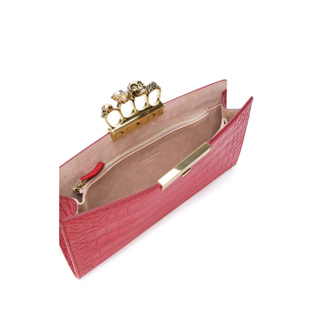 ALEXANDER MCQUEEN KNUCKLE CROCODILE CLUTCH (RED)