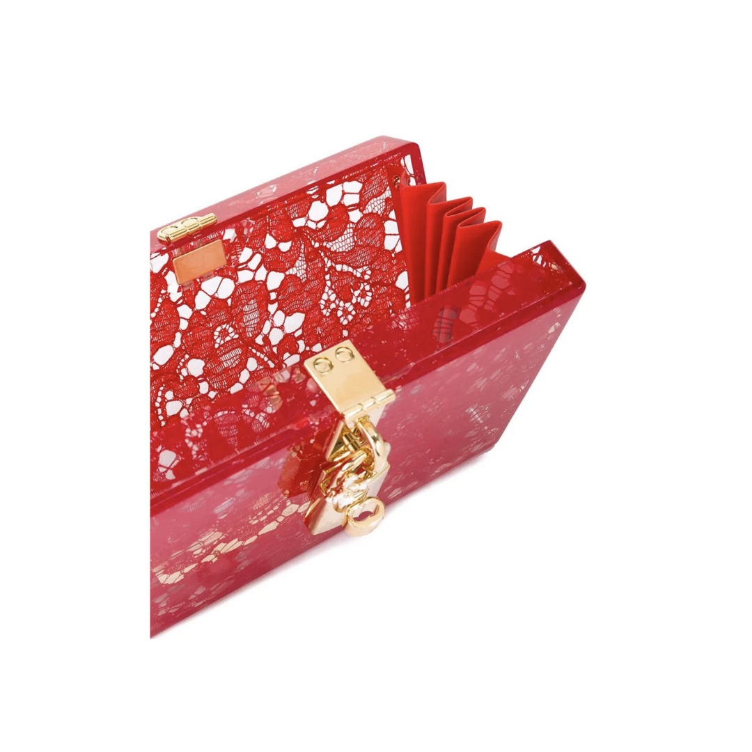 DOLCE AND GABBANA BOX LACE CLUTCH