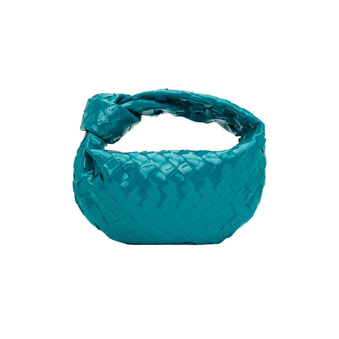 BOTTEGA VENETA MINI JODIE BAG (BLUE PATENT)