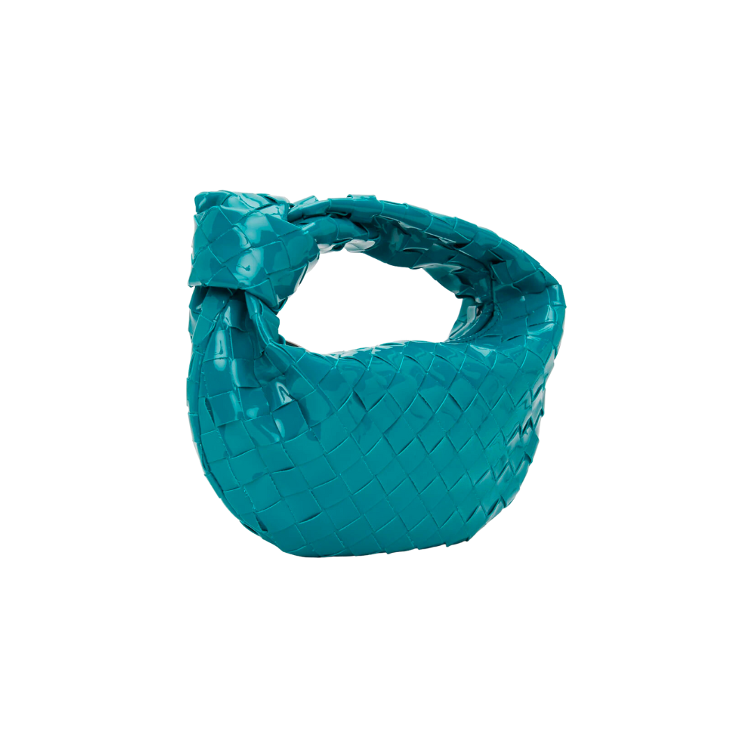 BOTTEGA VENETA MINI JODIE BAG (BLUE PATENT)