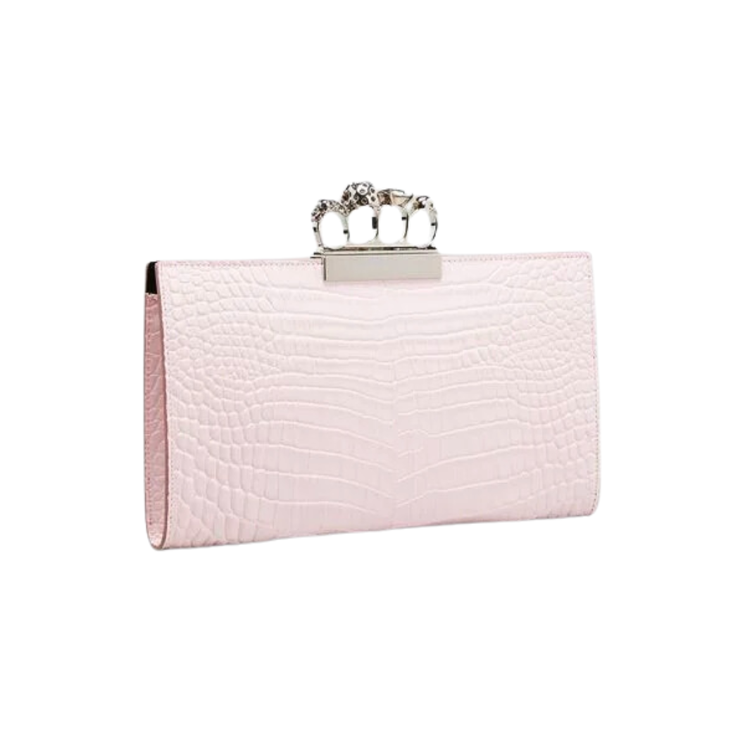 ALEXANDER MCQUEEN KNUCKLE CROCODILE CLUTCH (PINK)