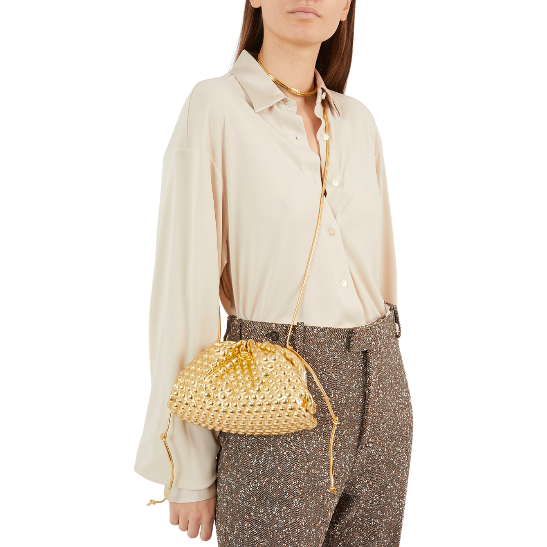 BOTTEGA VENETA MINI LEATHER CLUTCH (GOLD)