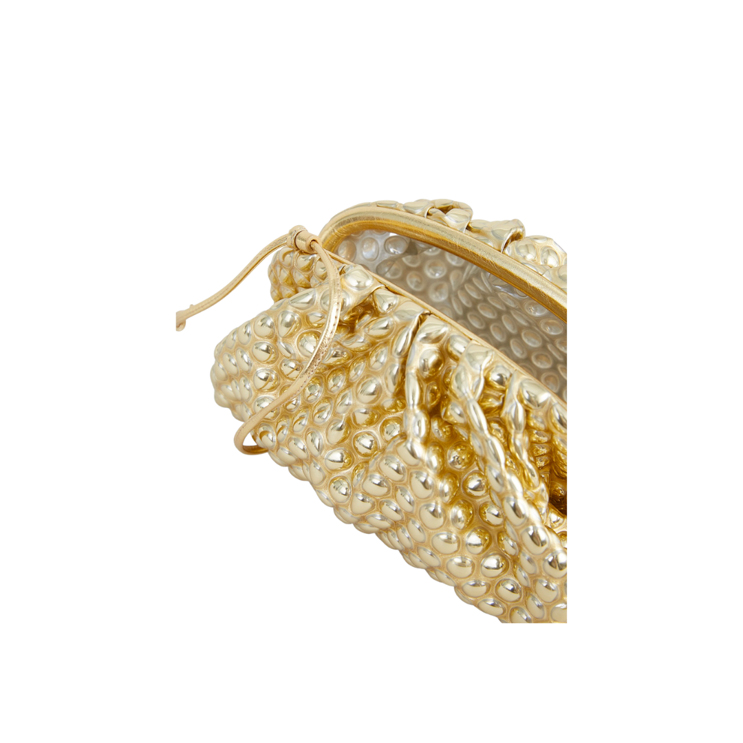 BOTTEGA VENETA MINI LEATHER CLUTCH (GOLD)