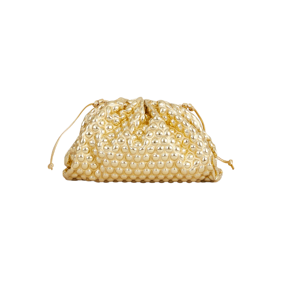 BOTTEGA VENETA MINI LEATHER CLUTCH (GOLD)