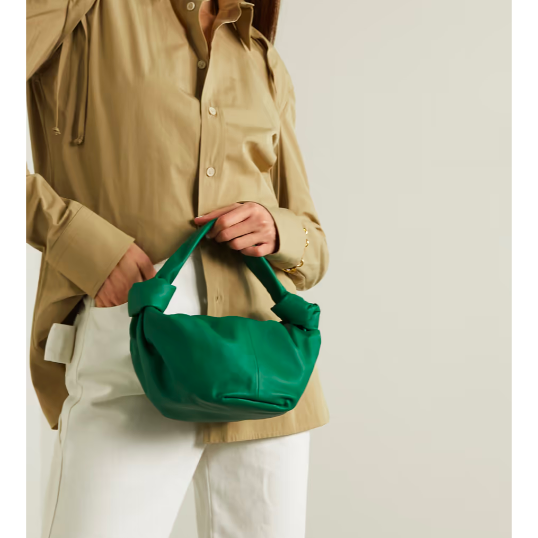 BOTTEGA VENETA MINI KNOTTED LEATHER TOTE (GREEN)