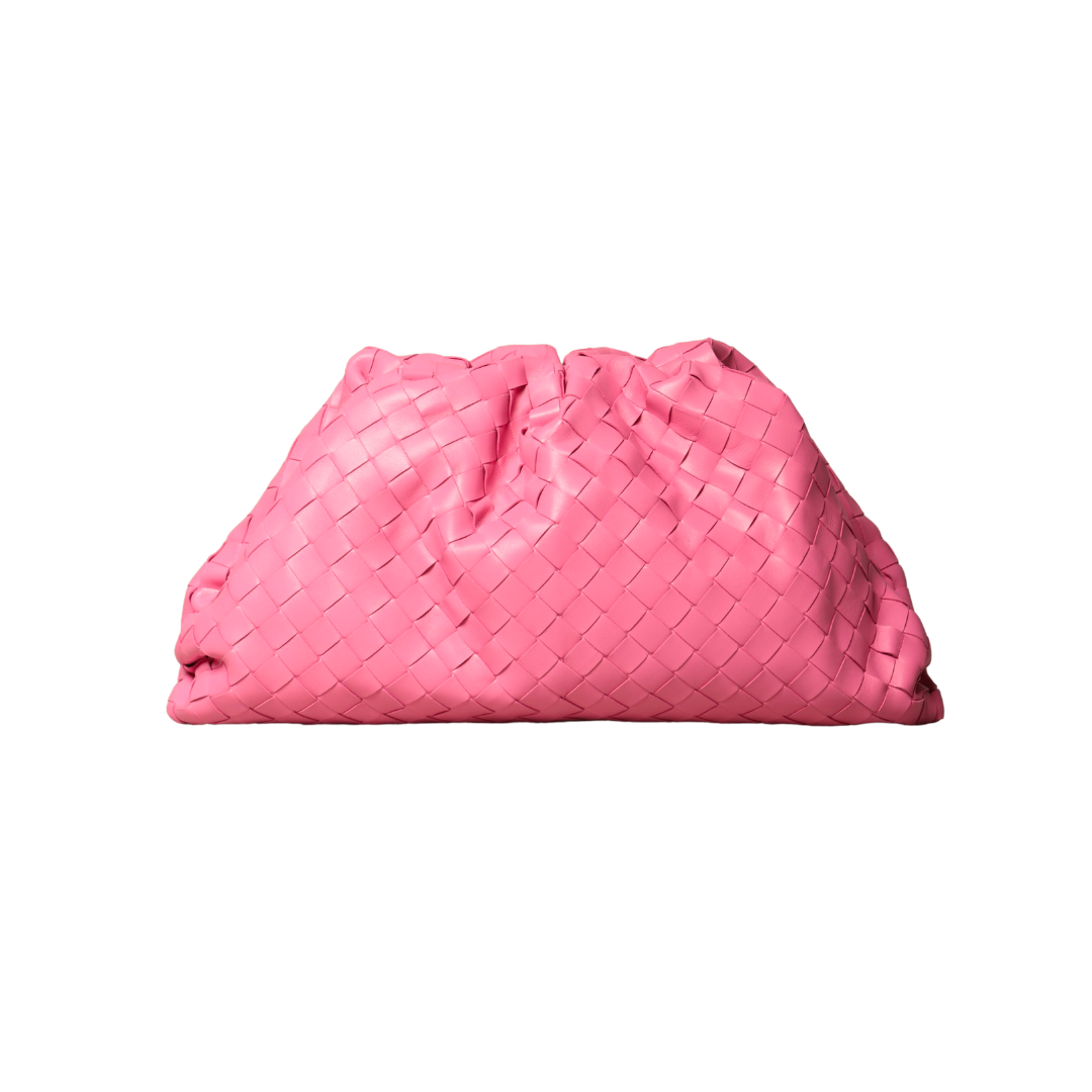 BOTTEGA VENETA INTRECCIATO-LEATHER POUCH CLUTCH (PINK)