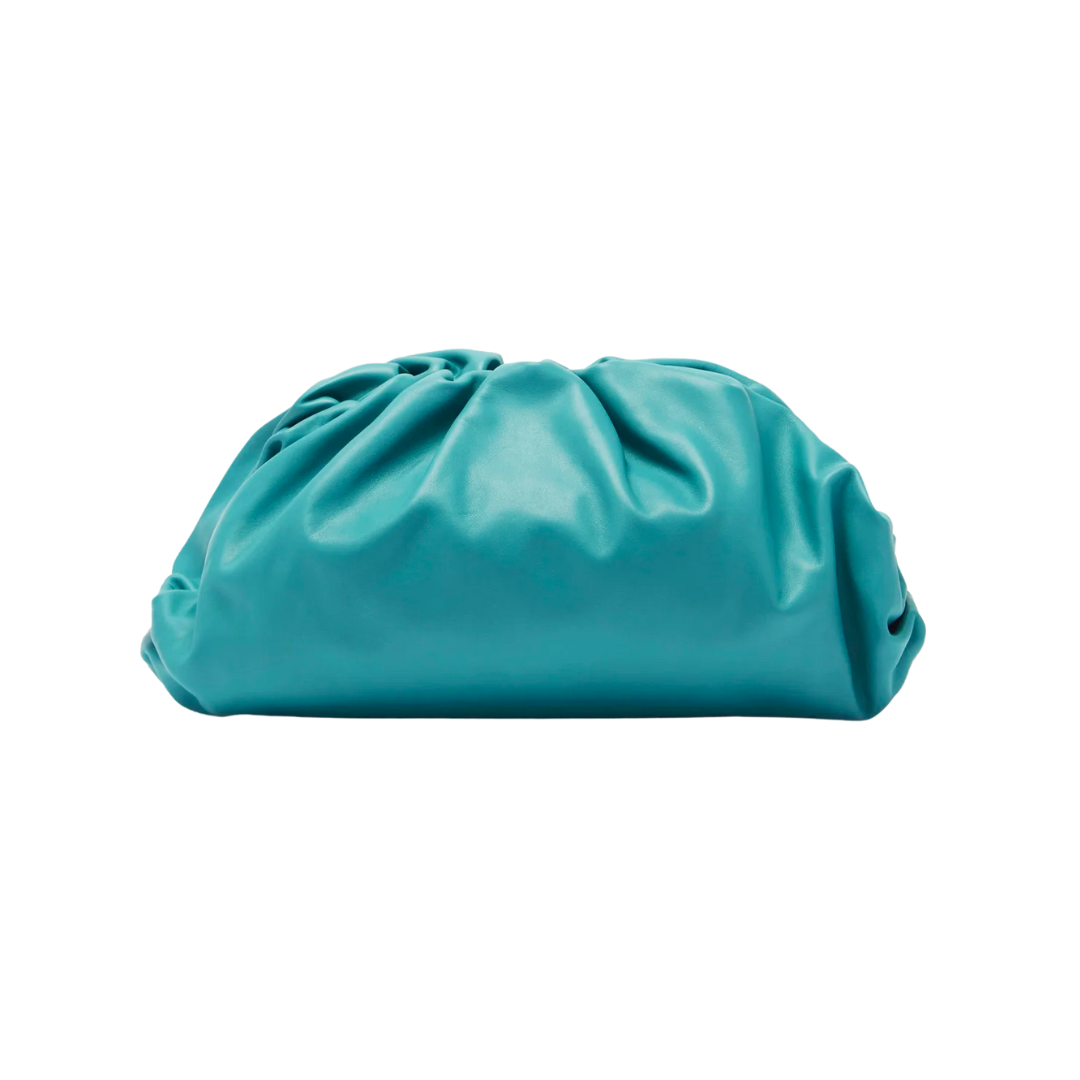 BOTTEGA VENETA LEATHER POUCH CLUTCH (BLUE)