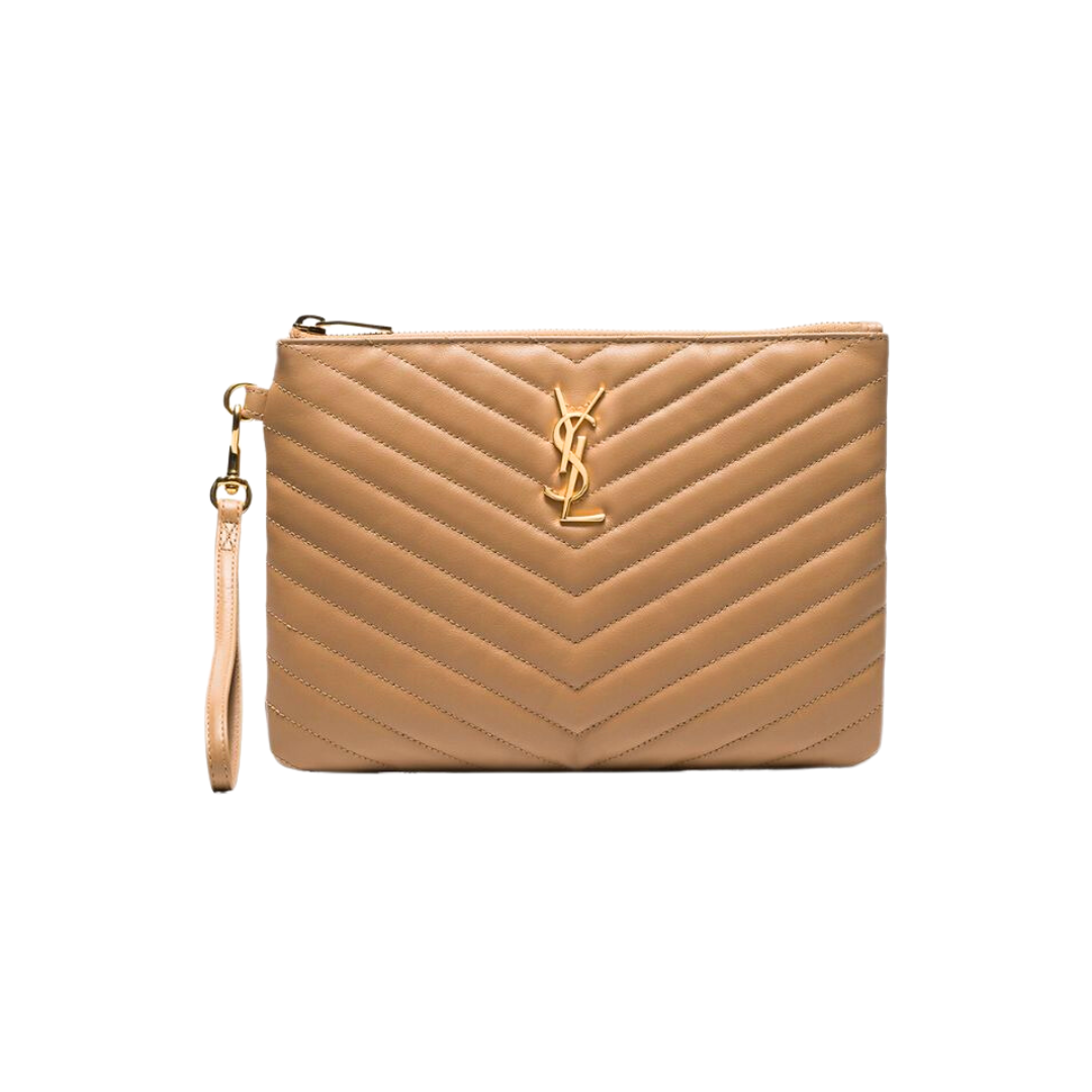 SAINT LAURENT MONOGRAM QUILTED-LEATHER POUCH