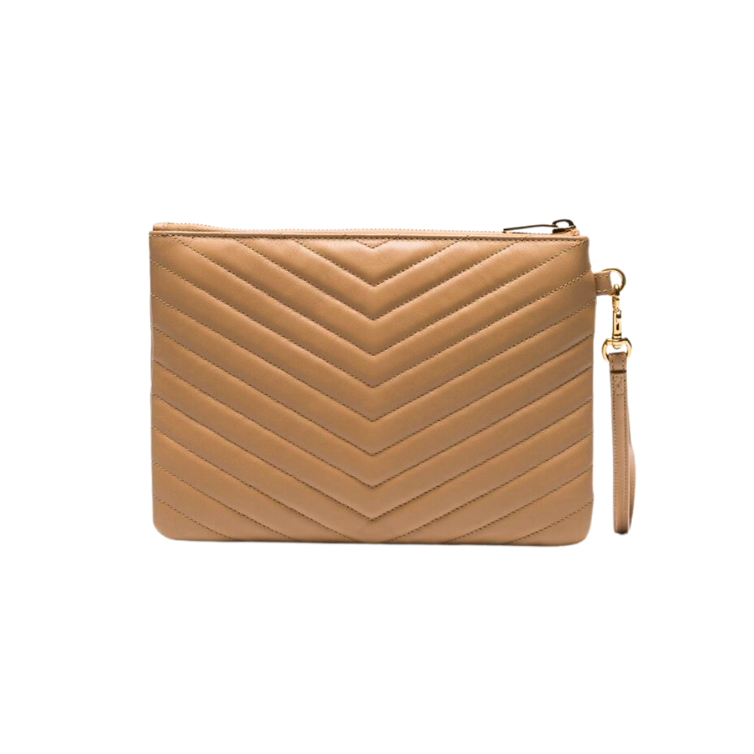SAINT LAURENT MONOGRAM QUILTED-LEATHER POUCH