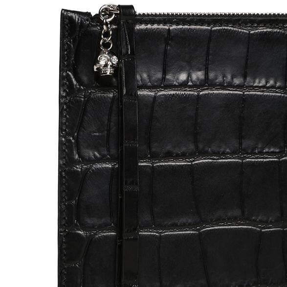 ALEXANDER MCQUEEN CROC EMBOSSED LEATHER POUCH