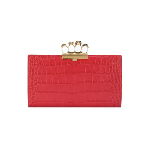 ALEXANDER MCQUEEN KNUCKLE CROCODILE CLUTCH (RED)