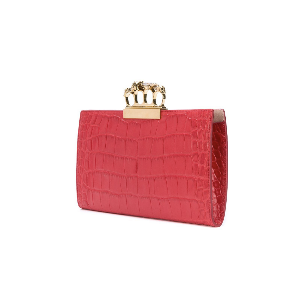 ALEXANDER MCQUEEN KNUCKLE CROCODILE CLUTCH (RED)
