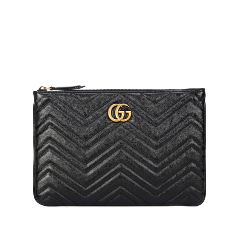 GUCCI GG QUILTED LEATHER CLUTCH (BLACK)