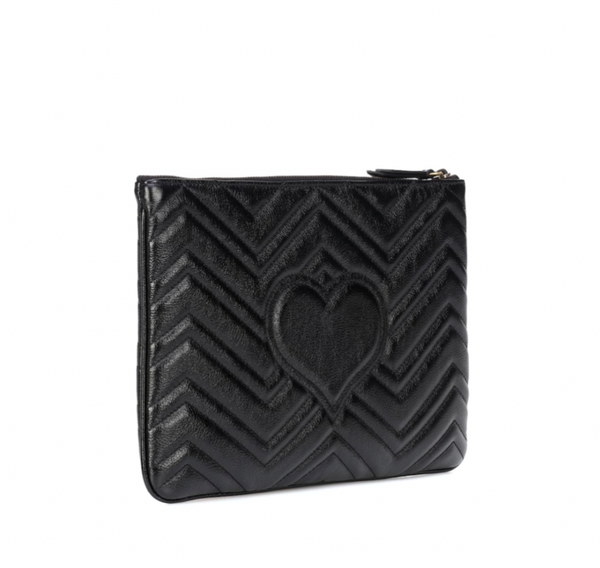 GUCCI GG QUILTED LEATHER CLUTCH (BLACK)