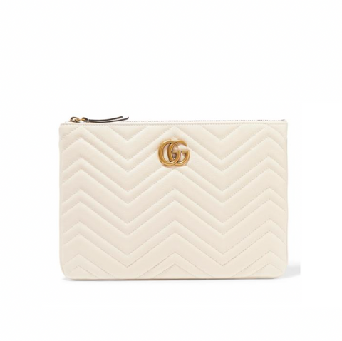 GUCCI GG QUILTED LEATHER CLUTCH (WHITE)