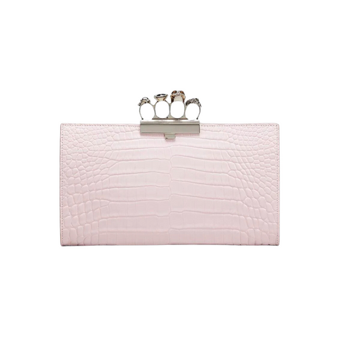 ALEXANDER MCQUEEN KNUCKLE CROCODILE CLUTCH (PINK)