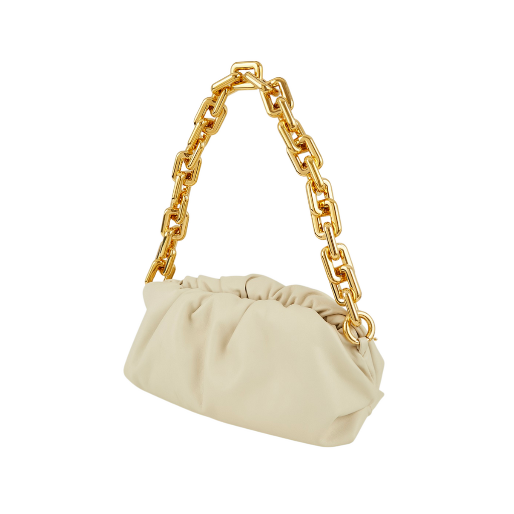 BOTTEGA VENETA CHAIN POUCH BAG WHITE Front Row Style
