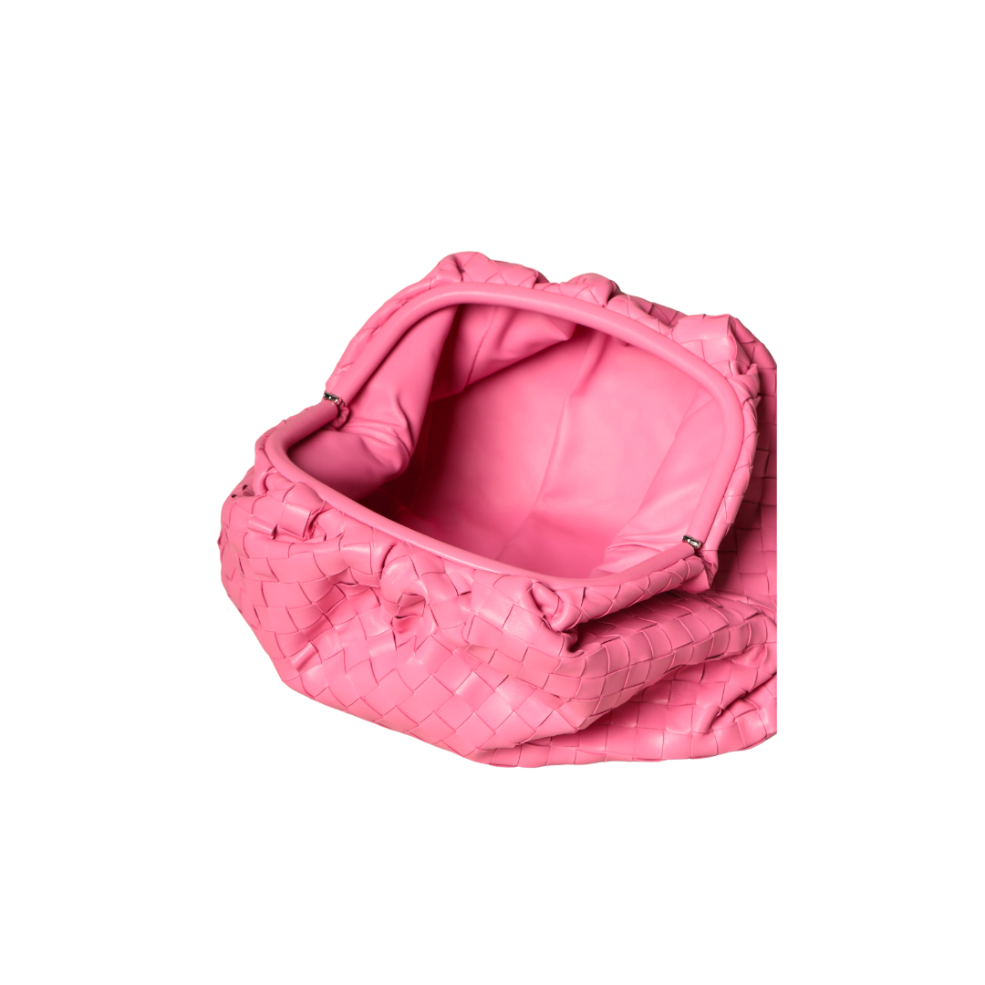 BOTTEGA VENETA INTRECCIATO-LEATHER POUCH CLUTCH (PINK)